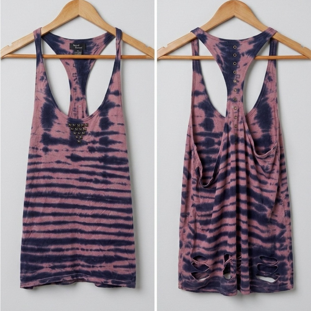 FREE WITH PURCHASE: AS-IS Teenage Runway Studded Tie-Dye‎ Distressed Racer Tank